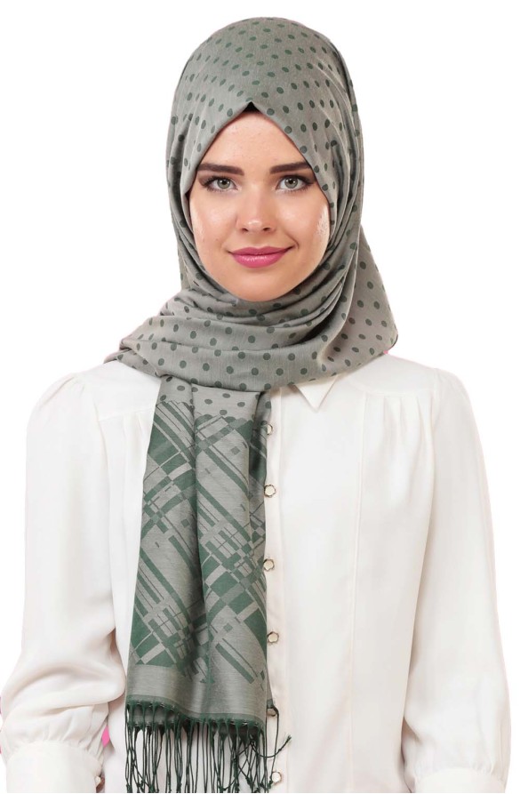 Cachmira Desenli Viskon Bej Şal